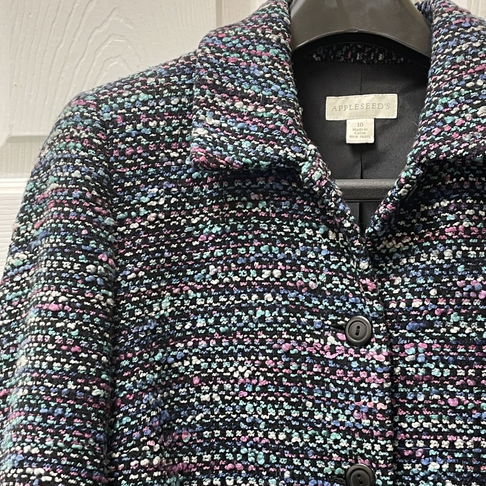 VTG‎ Appleseeds Blazer Women's 10 Multicolor Boucle Career Work Jacket Classic